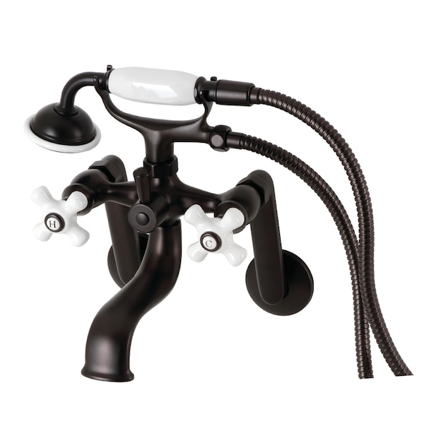 Kingston Brass Tub Wall Mount Clawfoot Tub Faucet with Hand Shower, Oil Rubbed Bronze KS229PXORB - main